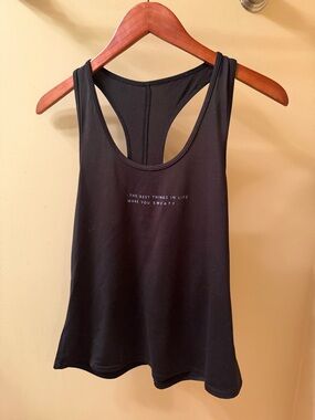 good hYOUman Black Racerback Tank with Subtle Front Text